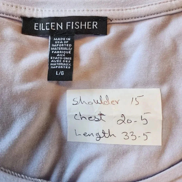 Eileen Fisher Top Women's Size Large Purple Short Sleeve Stretch Pullover - Picture 5 of 6